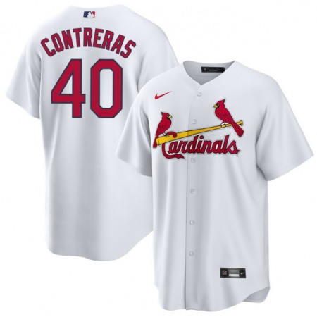 Men's St. Louis Cardinals #40 Willson Contreras White Cool Base Stitched Jersey