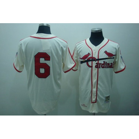 Mitchell And Ness Cardinals #6 Stan Musial Stitched Cream Throwback MLB Jersey