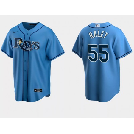 Men's Tampa Bay Rays #55 Luke Raley Light Blue Cool Base Stitched Baseball Jersey