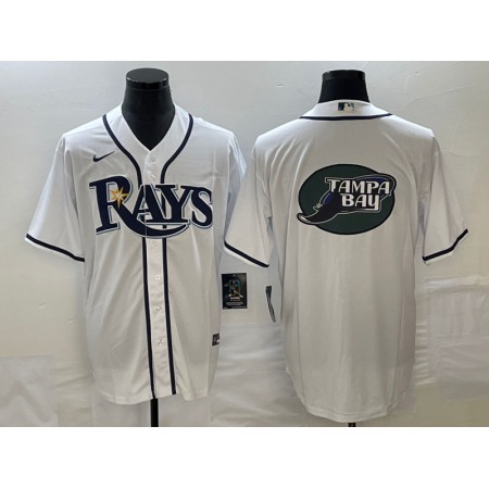 Men's Tampa Bay Rays White Team Big Logo Cool Base Stitched Baseball Jersey