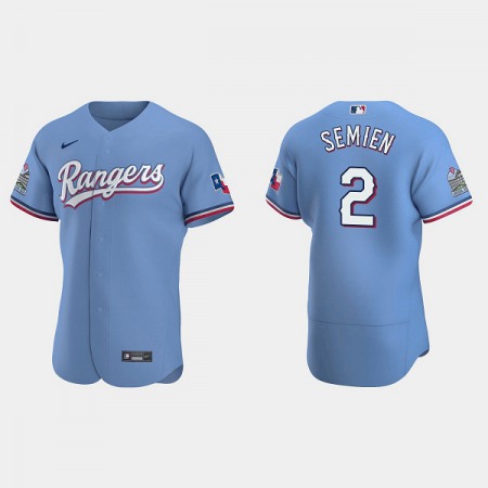 Men's Texas Rangers #2 Marcus Semien Light Blue Flex Base Stitched Jersey