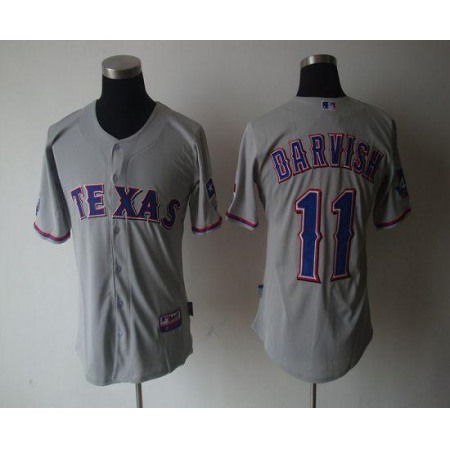 Rangers #11 Yu Darvish Grey 40th Anniversary Patch Cool Base Stitched MLB Jersey