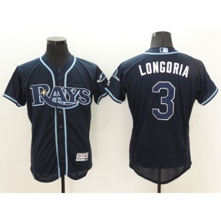 Rays #3 Evan Longoria Dark Blue Flexbase Authentic Collection Stitched MLB Jersey