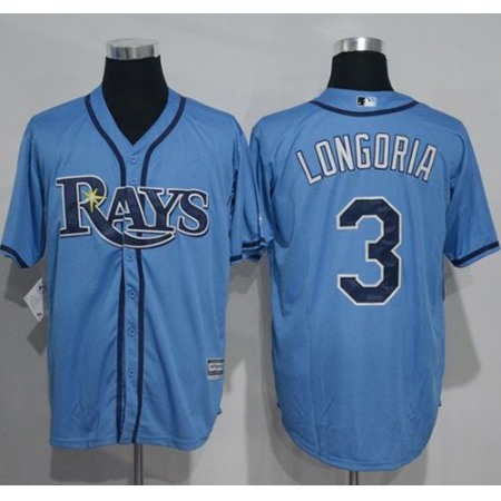 Rays #3 Evan Longoria Light Blue New Cool Base Stitched MLB Jersey