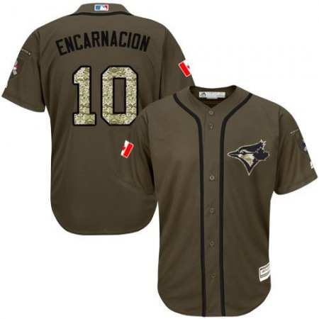 Blue Jays #10 Edwin Encarnacion Green Salute to Service Stitched MLB Jersey