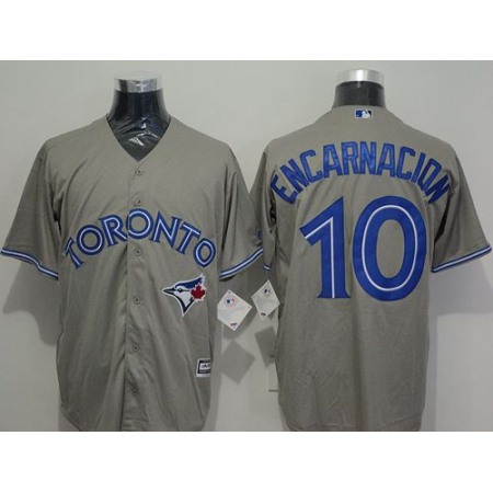 Blue Jays #10 Edwin Encarnacion Grey New Cool Base Stitched MLB Jersey