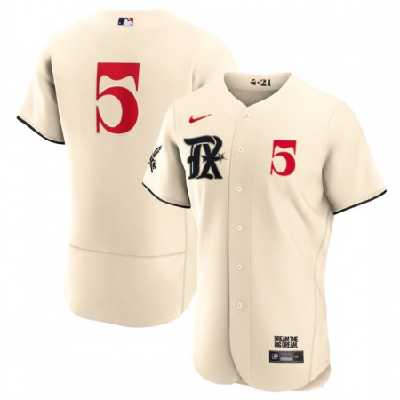 Men's Texas Rangers #5 Corey Seager Cream 2023 City Connect Flex Base Stitched Baseball Jersey