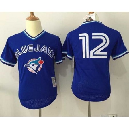 Mitchell And Ness Blue Jays #12 Roberto Alomar Blue Throwback Stitched MLB Jersey