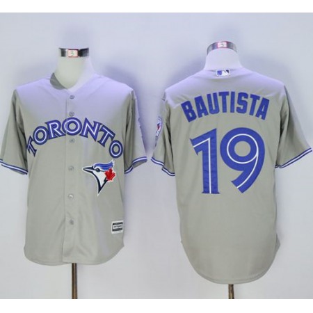 Blue Jays #19 Jose Bautista Grey New Cool Base 40th Anniversary Stitched MLB Jersey