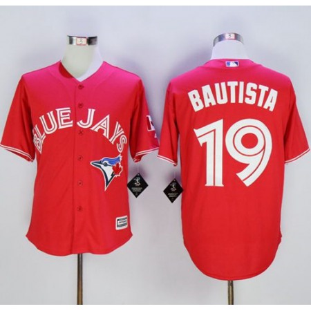 Blue Jays #19 Jose Bautista Red New Cool Base Canada Day Stitched MLB Jersey