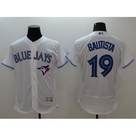 Blue Jays #19 Jose Bautista White Flexbase Authentic Collection Stitched MLB Jersey