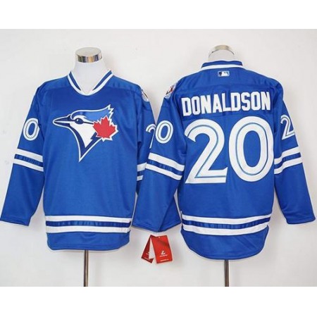 Blue Jays #20 Josh Donaldson Blue Long Sleeve Stitched MLB Jersey