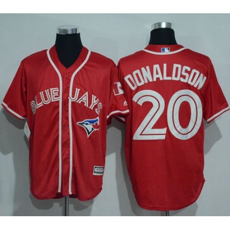 Blue Jays #20 Josh Donaldson Red New Cool Base Canada Day Stitched MLB Jersey