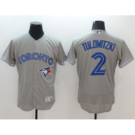 Blue Jays #2 Troy Tulowitzki Grey Flexbase Authentic Collection Stitched MLB Jersey