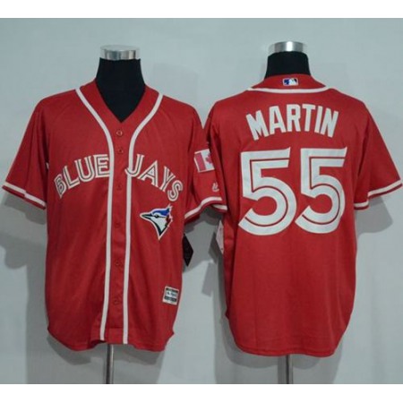 Blue Jays #55 Russell Martin Red New Cool Base Canada Day Stitched MLB Jersey