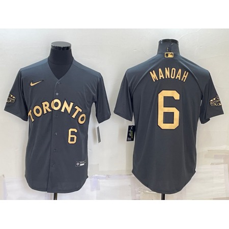 Men's Toronto Blue Jays #6 Alek Manoah 2022 All-Star Charcoal Cool Base Stitched Baseball Jersey