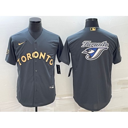 Men's Toronto Blue Jays #6 Alek Manoah 2022 All-Star Charcoal Team Big Logo Cool Base Stitched Baseball Jersey