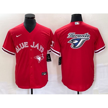 Men's Toronto Blue Jays Red Team Big Logo Cool Base Stitched Baseball Jersey