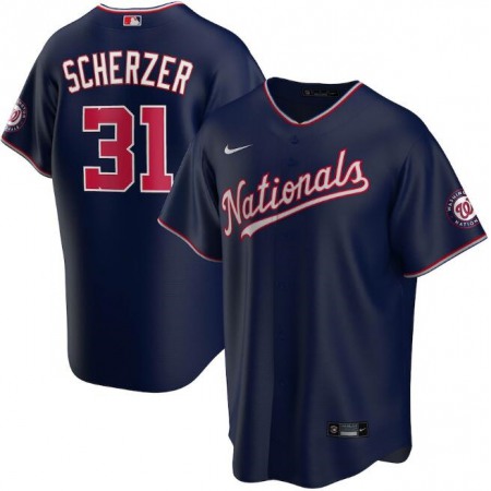 Men's Washington Nationals #31 Max Scherzer Navy Cool Base Stitched Jersey