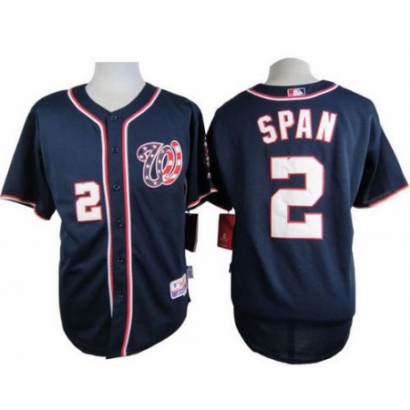 Nationals #2 Denard Span Navy Blue Cool Base Stitched MLB Jersey