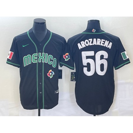 Men's Mexico Baseball #56 Randy Arozarena 2023 Black World Baseball Classic Stitched Jersey