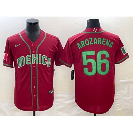 Men's Mexico Baseball #56 Randy Arozarena 2023 Red World Baseball Classic Stitched Jersey