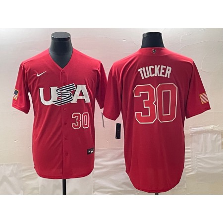 Men's USA Baseball #30 Kyle Tucker 2023 Red World Baseball Classic With Patch Stitched Jersey