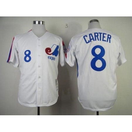 Mitchell And Ness 1982 Expos #8 Gary Carter White Throwback Stitched MLB Jersey