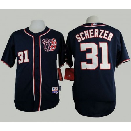 Nationals #31 Max Scherzer Navy Blue Cool Base Stitched MLB Jersey