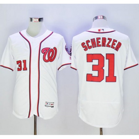 Nationals #31 Max Scherzer White Flexbase Authentic Collection Stitched MLB Jersey