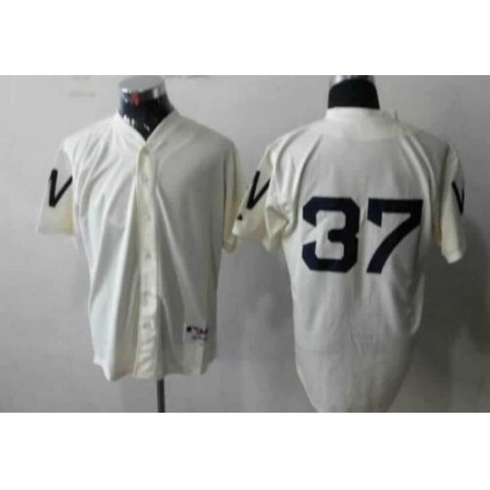 Nationals #37 Stephen Strasburg Cream 1924 Turn Back The Clock Stitched MLB Jersey