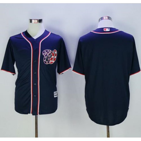 Nationals Blank Navy Blue New Cool Base Stitched MLB Jersey