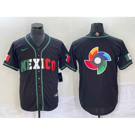 Men's Mexico Baseball 2023 Black World Baseball Classic Team Big Logo Stitched Jersey