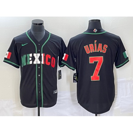 Men's Mexico Baseball #7 Julio Urias 2023 Black World Baseball With Patch Classic Stitched Jersey