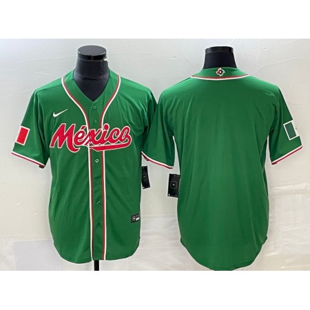 Men's Mexico Baseball Blank 2023 Green World Baseball Classic Stitched Jersey