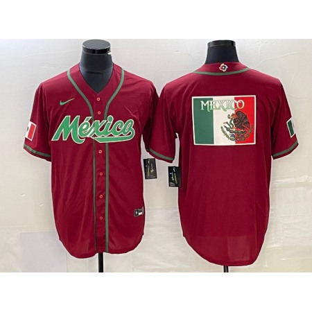 Men's Mexico Baseball Red 2023 World Baseball Classic Team Big Logo Stitched Jersey