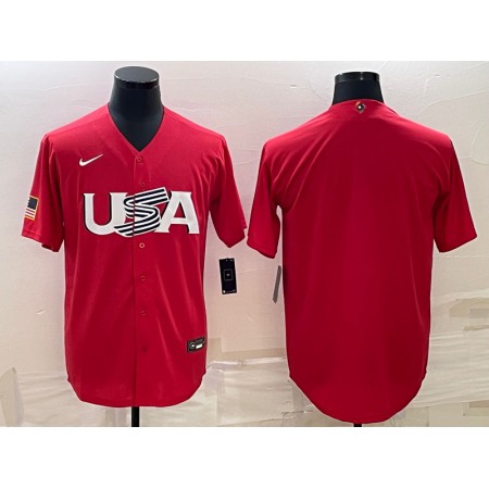 Men's USA Baseball Blank 2023 Red World Baseball Classic Stitched Jersey