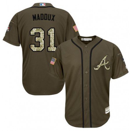 Women's Atlanta Braves #31 Greg Maddux Green Salute to Service Stitched MLB Jersey