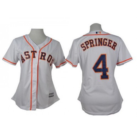 Astros #4 George Springer White Home Women's Stitched MLB Jersey