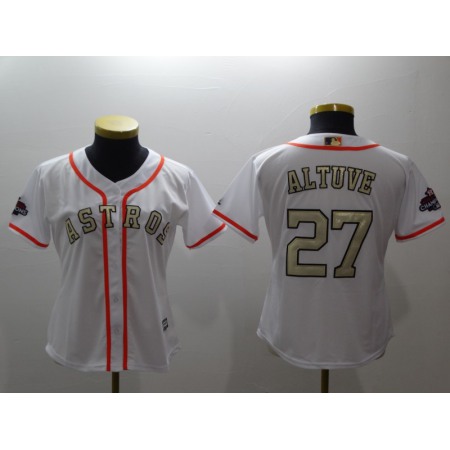 Women's Houston Astros #27 Jose Altuve Majestic White 2018 Gold Program Cool Base Player Stitched MLB Jersey