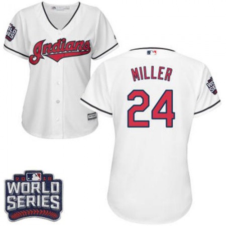 indians #24 Andrew Miller White 2016 World Series Bound Women's Home Stitched MLB Jersey