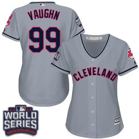 indians #99 Ricky Vaughn Grey 2016 World Series Bound Women's Road Stitched MLB Jersey