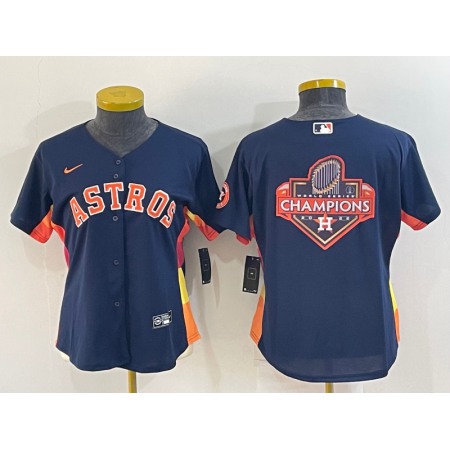 Women's Houston Astros Navy 2022 World Series Champions Team Big Logo Cool Base Stitched Baseball Jersey(Run Small)