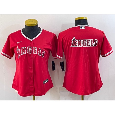 Women's Los Angeles Angels Red Team Big Logo Stitched Baseball Jersey(Run Small)