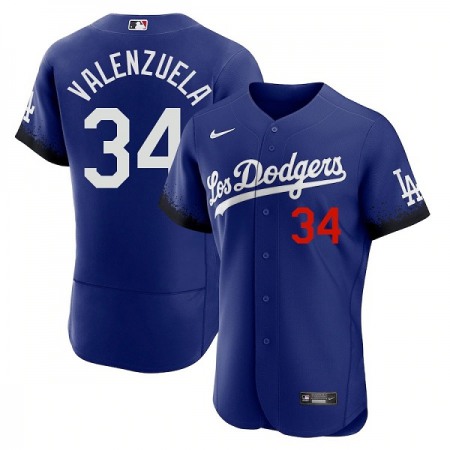 Women's Los Angeles Dodgers #34 Toro Valenzuela 2021 Royal City Connect Flex Base Stitched Baseball Jersey(Run Small)