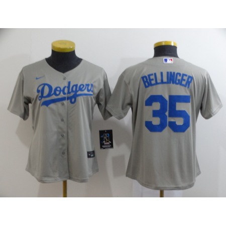 Women's Los Angeles Dodgers #35 Cody Bellinger Grey Cool Base Stitched MLB Jersey(Run Small)