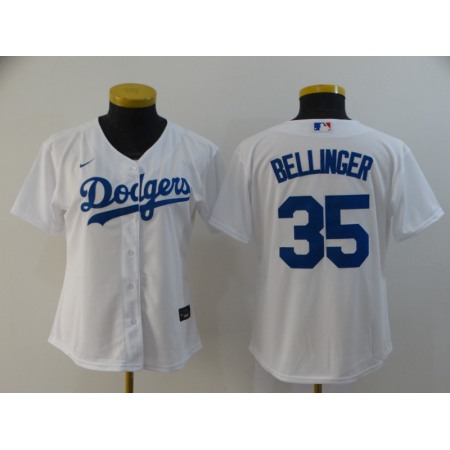 Women's Los Angeles Dodgers #35 Cody Bellinger White Cool Base Stitched MLB Jersey(Run Small)