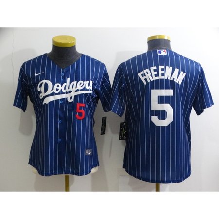 Women's Los Angeles Dodgers #5 Freddie Freeman Blue Stitched Baseball Jersey(Run Small)