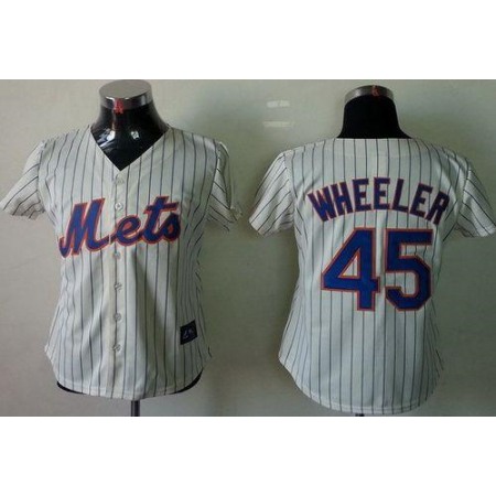 Mets #45 Zack Wheeler Cream(Blue Strip) Women's Fashion Stitched MLB Jersey