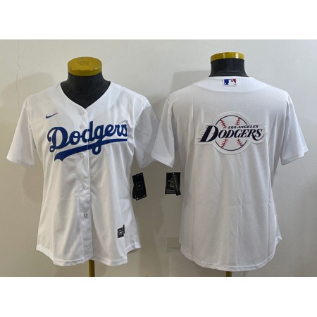 Women's Los Angeles Dodgers White Team Big Logo Stitched Jersey(Run Small)